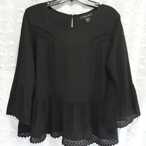 Black Top with Lace Detail